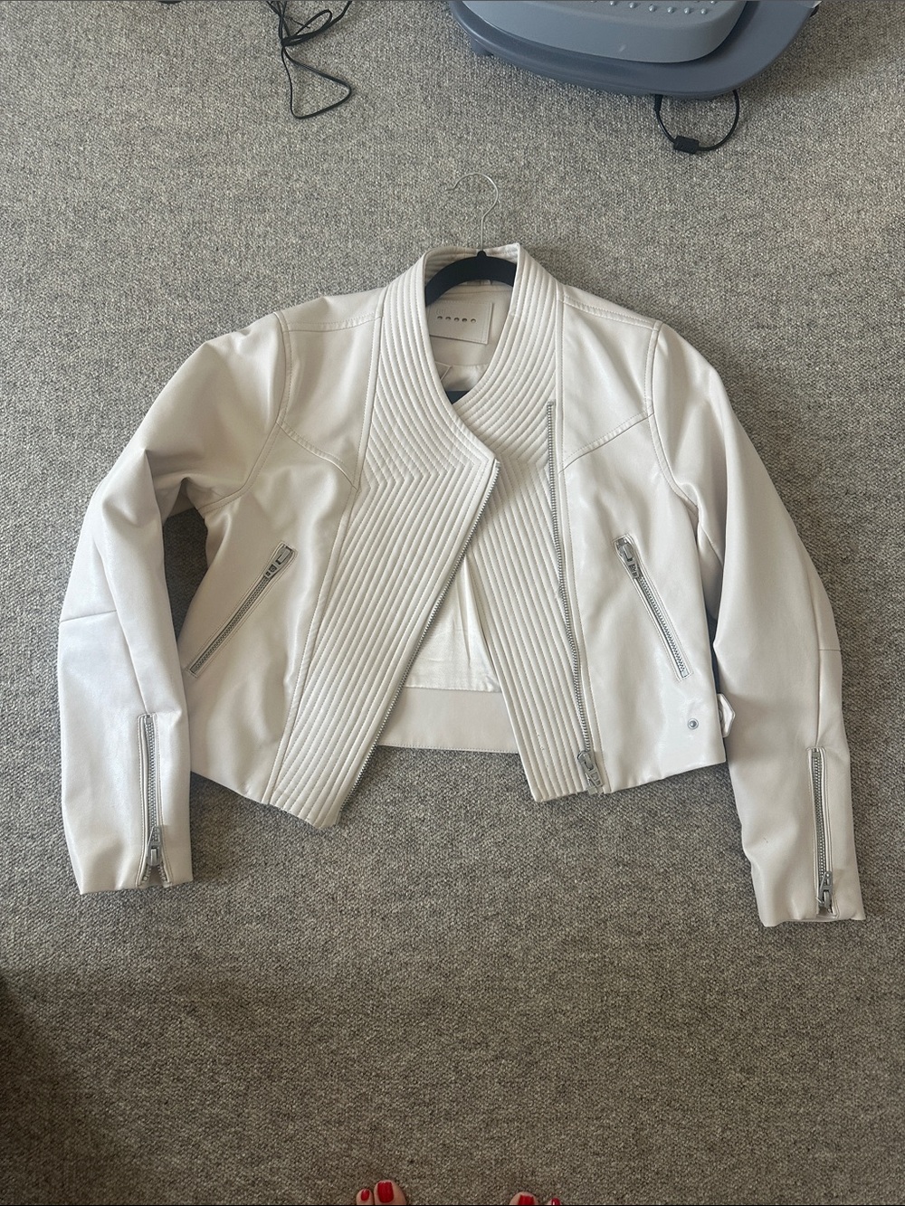 Blank NYC White Quilted Leather Moto Jacket